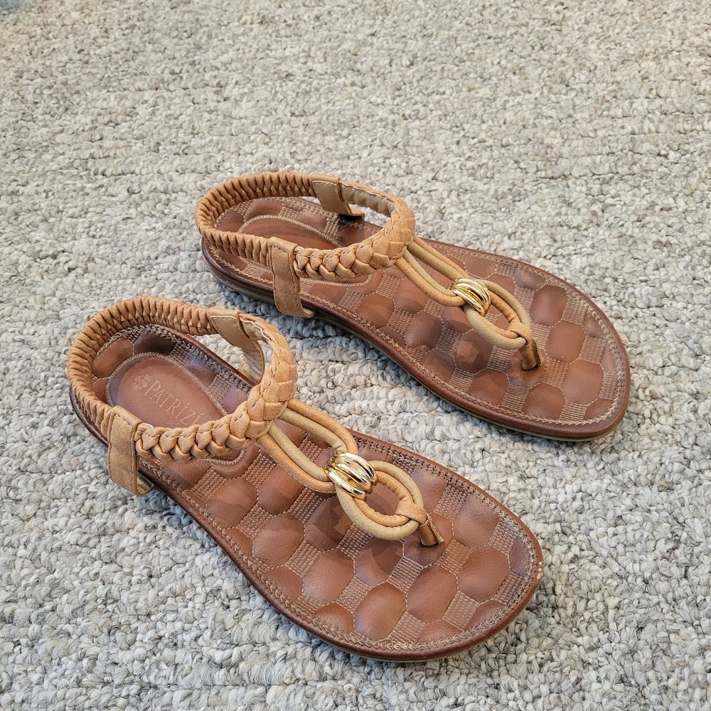 Brown and Tan Braided Sandals